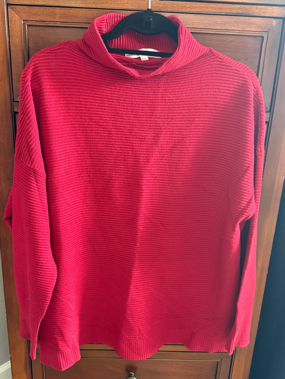 Chelsea & Theodore Red Ribbed Turtleneck Sweater